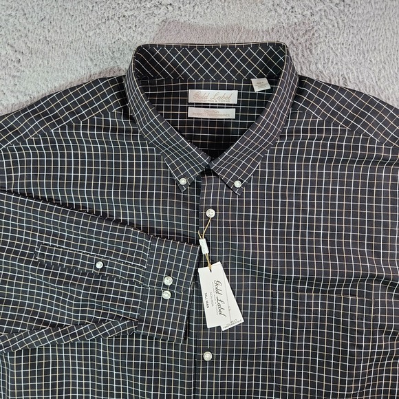 NEW Roundtree & Yorke Gold Label Shirt Men 4XT Tall Black Plaid Performance - Picture 1 of 10